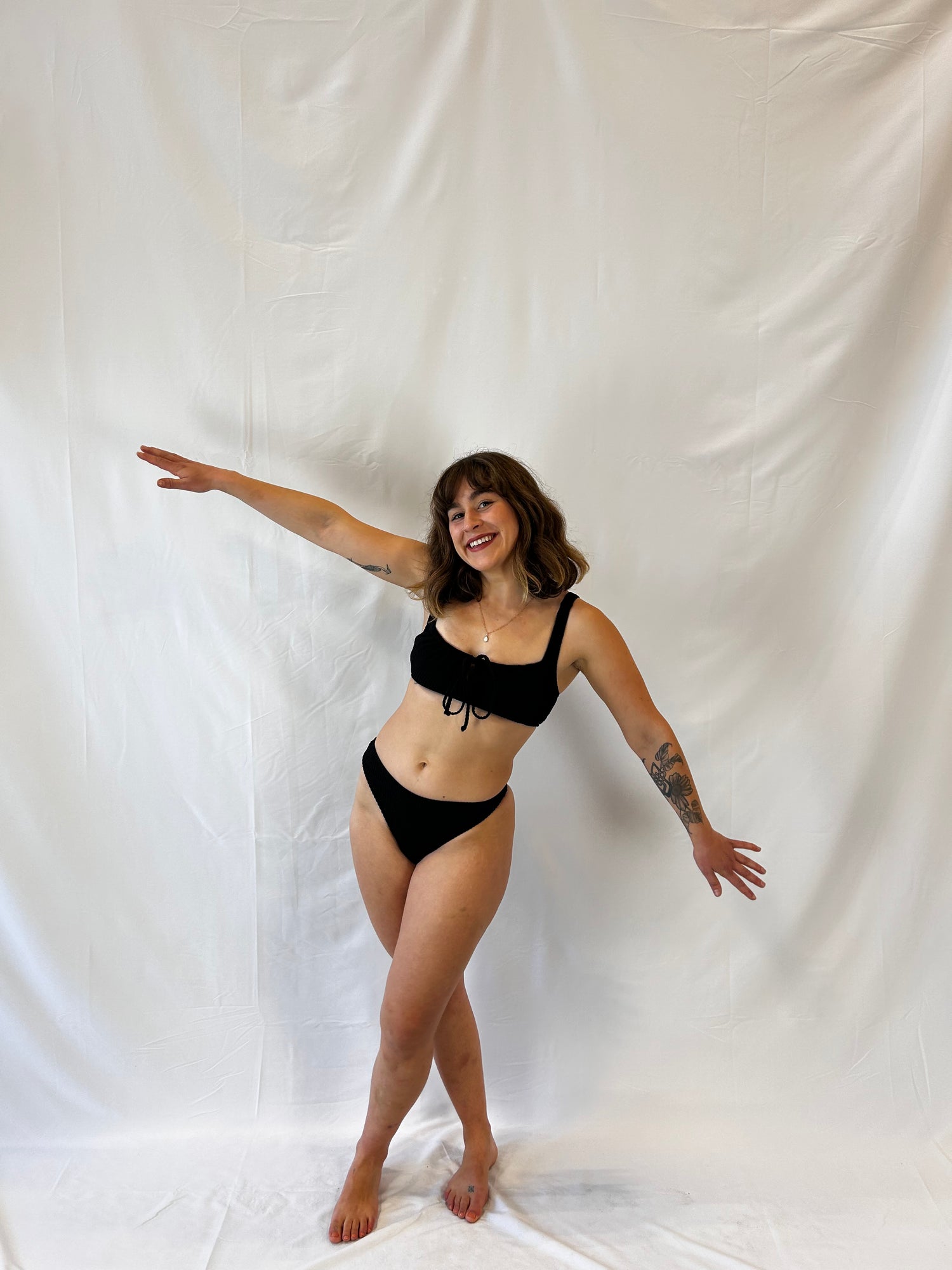 Model wears a size S in both the top and bottoms.